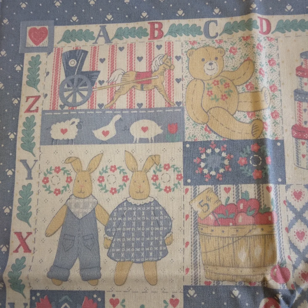 FABRIC PILLOW PANELS Vintage Alphabet Pillow Panel Quilt Square